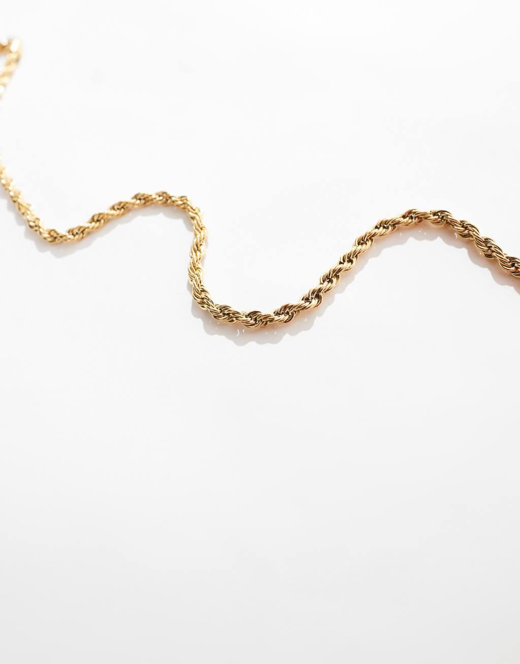 ASOS DESIGN waterproof stainless steel necklace with twist chain in gold tone Product Image