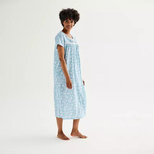 Womens Croft & Barrow Short Sleeve 1-Button Neck Pajama Gown Product Image