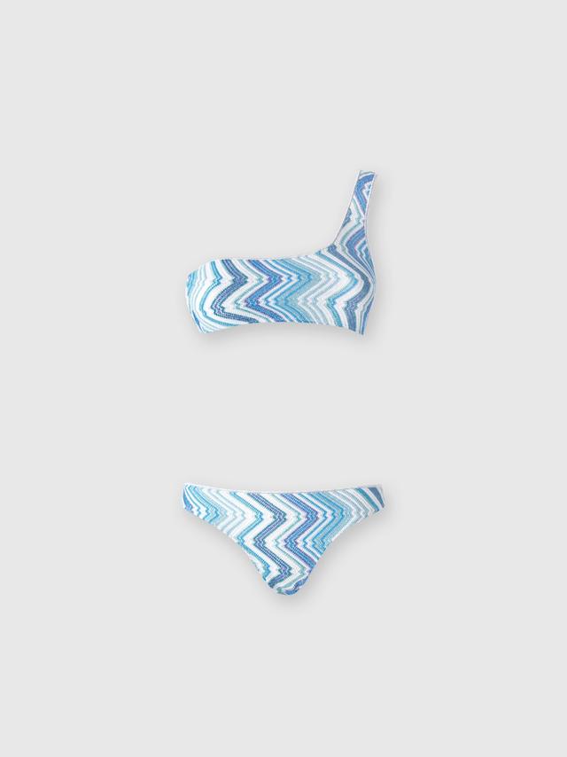 One-shoulder viscose blend chevron bikini with lurex Product Image