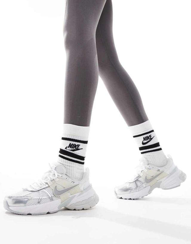 Nike V2K Run sneakers in white and silver Product Image