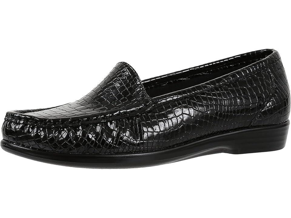 SAS Simplify Crocodile Embossed Leather Moccasin Loafers Product Image