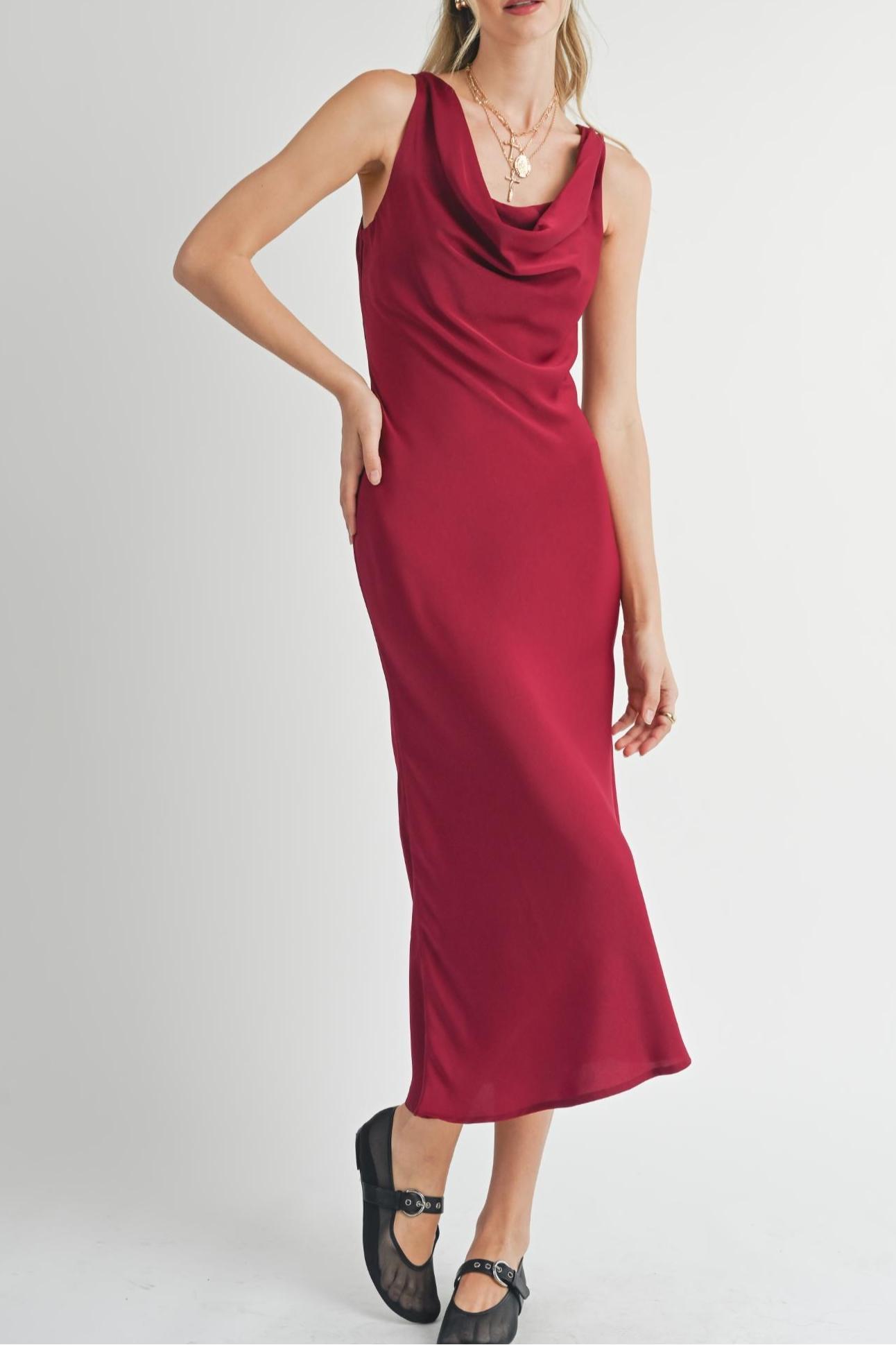 Cowl Neck Midi Dress Female Product Image