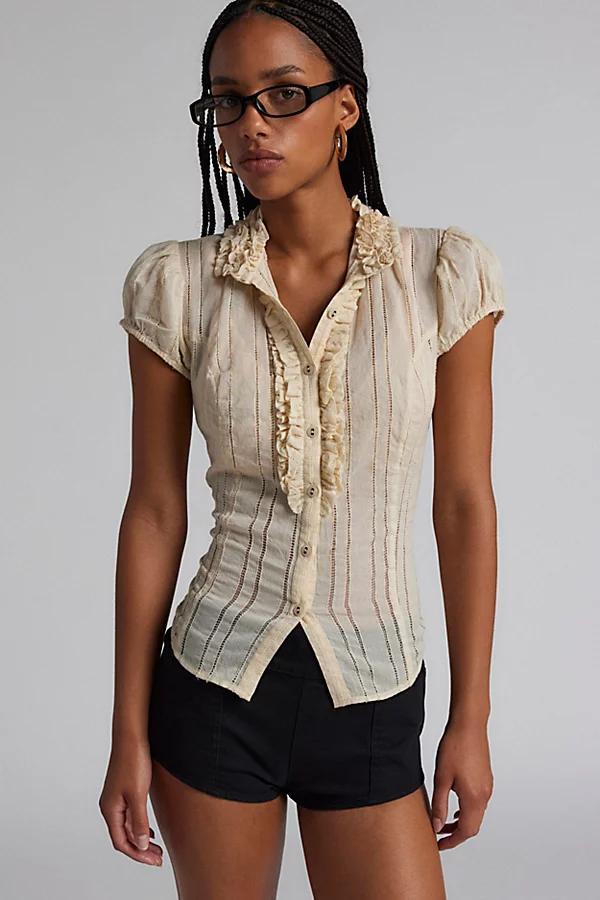 Kimchi Blue Evelyn Short Sleeve Slim Blouse Womens at Urban Outfitters Product Image