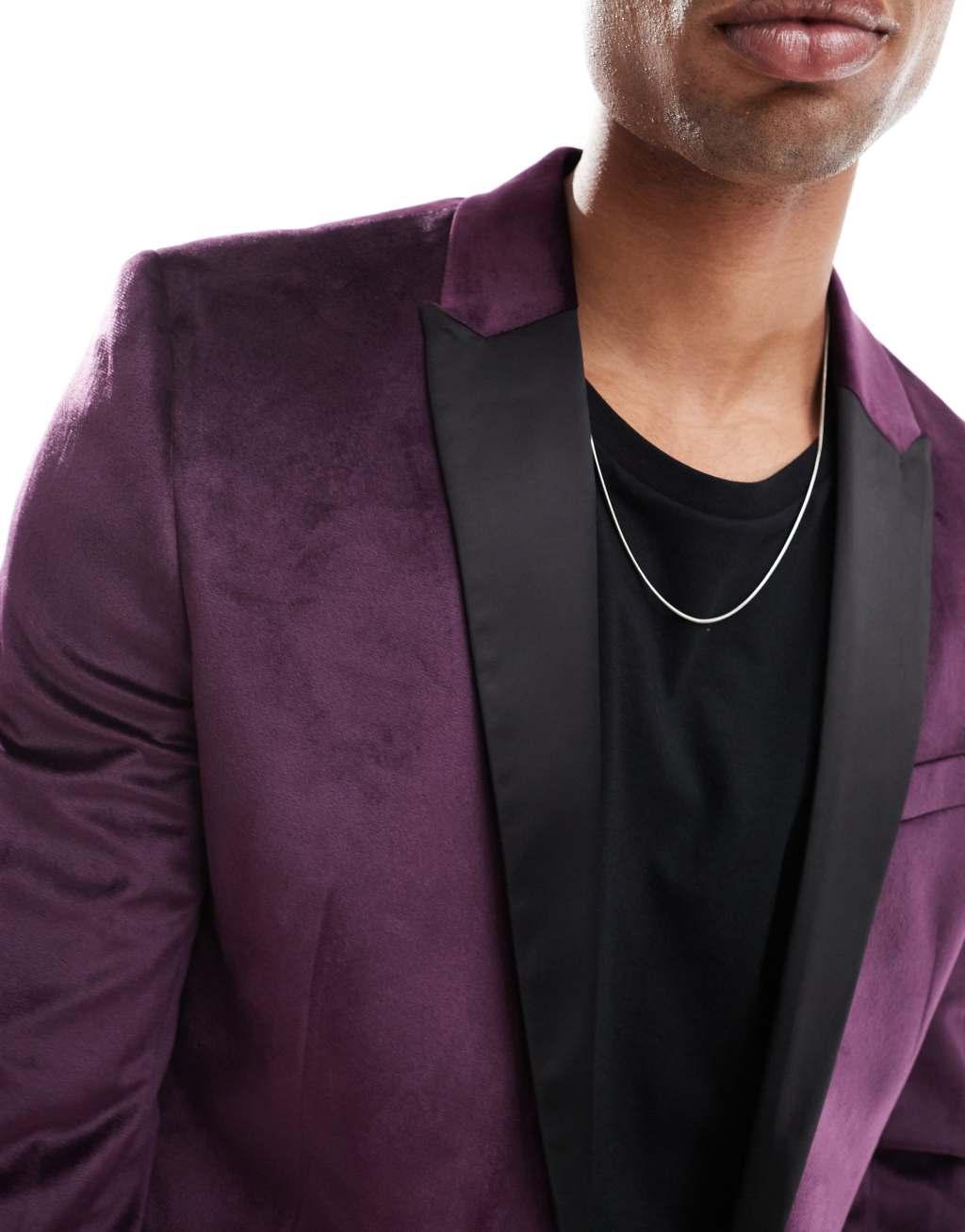 ASOS DESIGN skinny velvet blazer Product Image