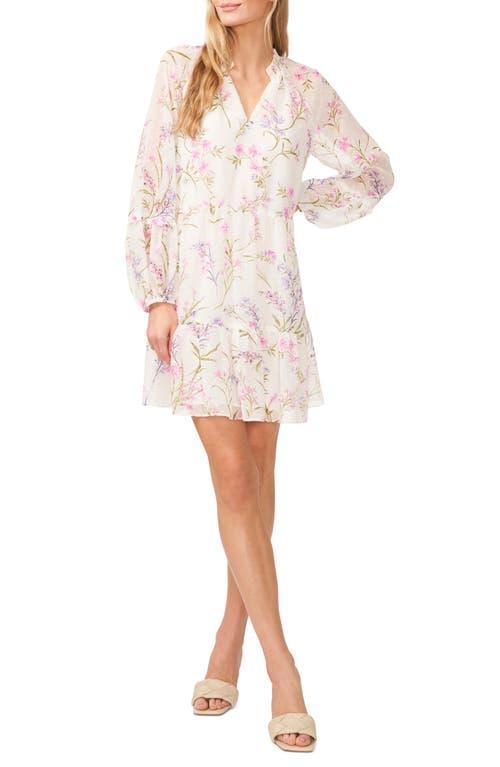 CeCe Floral Print Long Sleeve Babydoll Dress Product Image