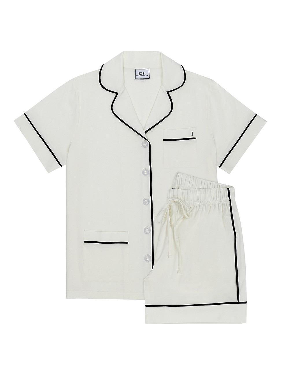 Womens Monogrammed Luxe Stretch Cotton Collection Short Pajama Set Product Image