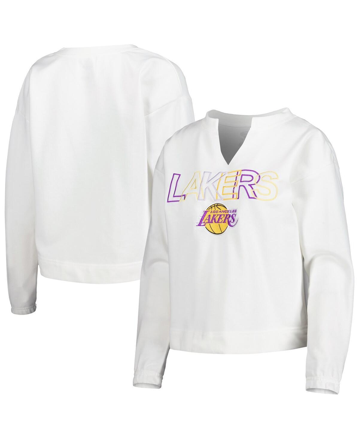 Womens Concepts Sport White Los Angeles Lakers Sunray Notch Neck Long Sleeve T-shirt Product Image