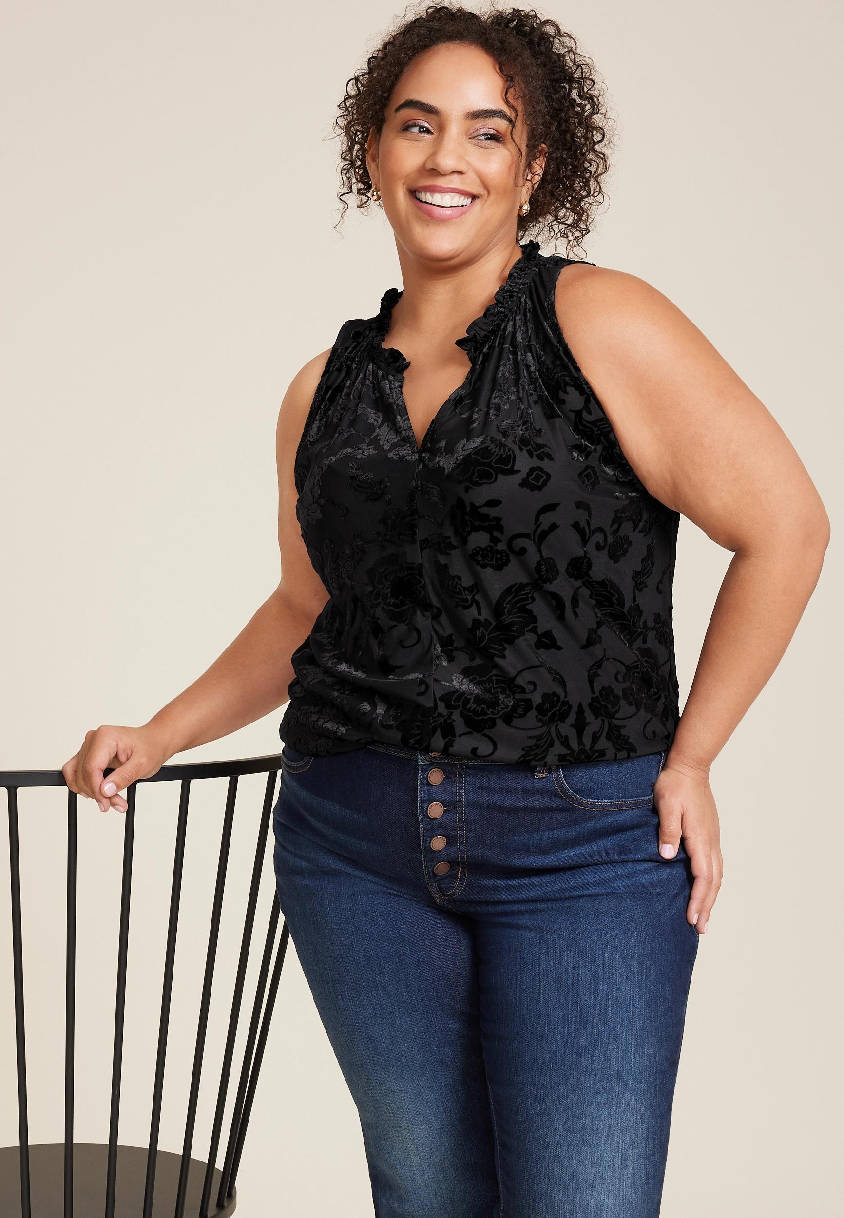 Maurices 4X Plus Size Womens Velvet Burnout Tank Top Product Image