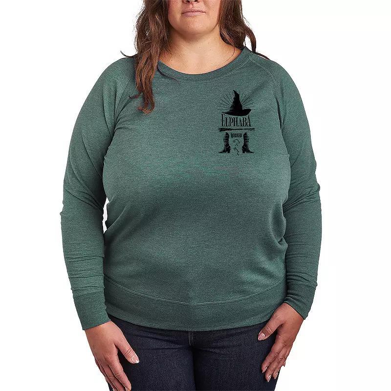 Plus Size Wicked Elphaba Lightweight French Terry Sweatshirt, Womens Grey Green Product Image