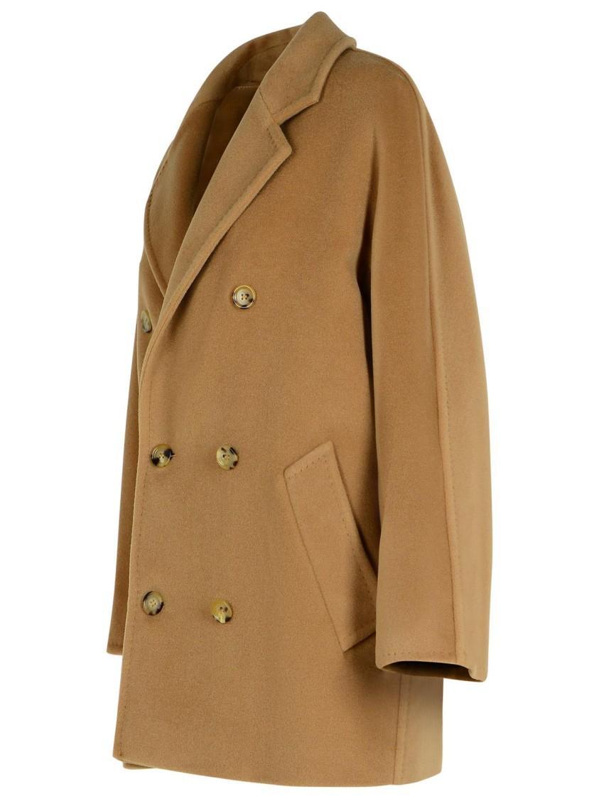 MAX MARA Wool And Cashmere Blend Coat With Double-breasted Design In Gold Product Image