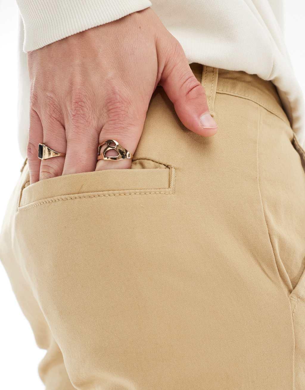 ASOS DESIGN slim chinos in beige Product Image