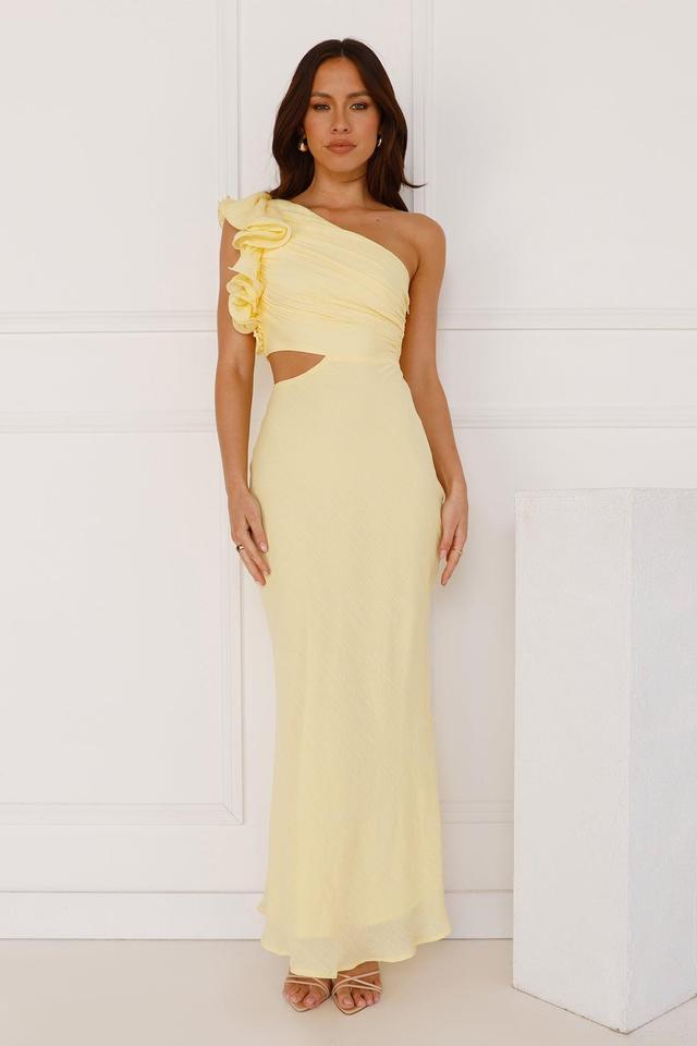 In These Moments One Shoulder Maxi Dress Yellow Product Image