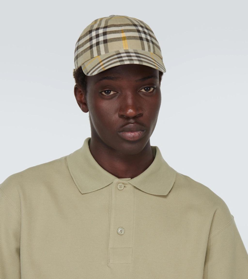 BURBERRY Check Cotton Baseball Cap In Beige Product Image