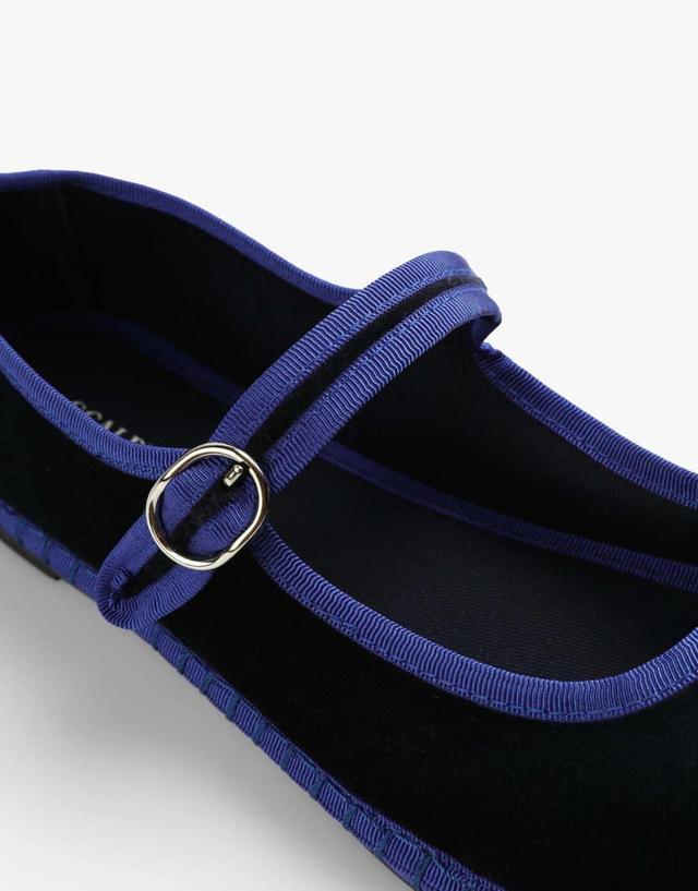 Scalpers velvet strap slippers in navy   Product Image