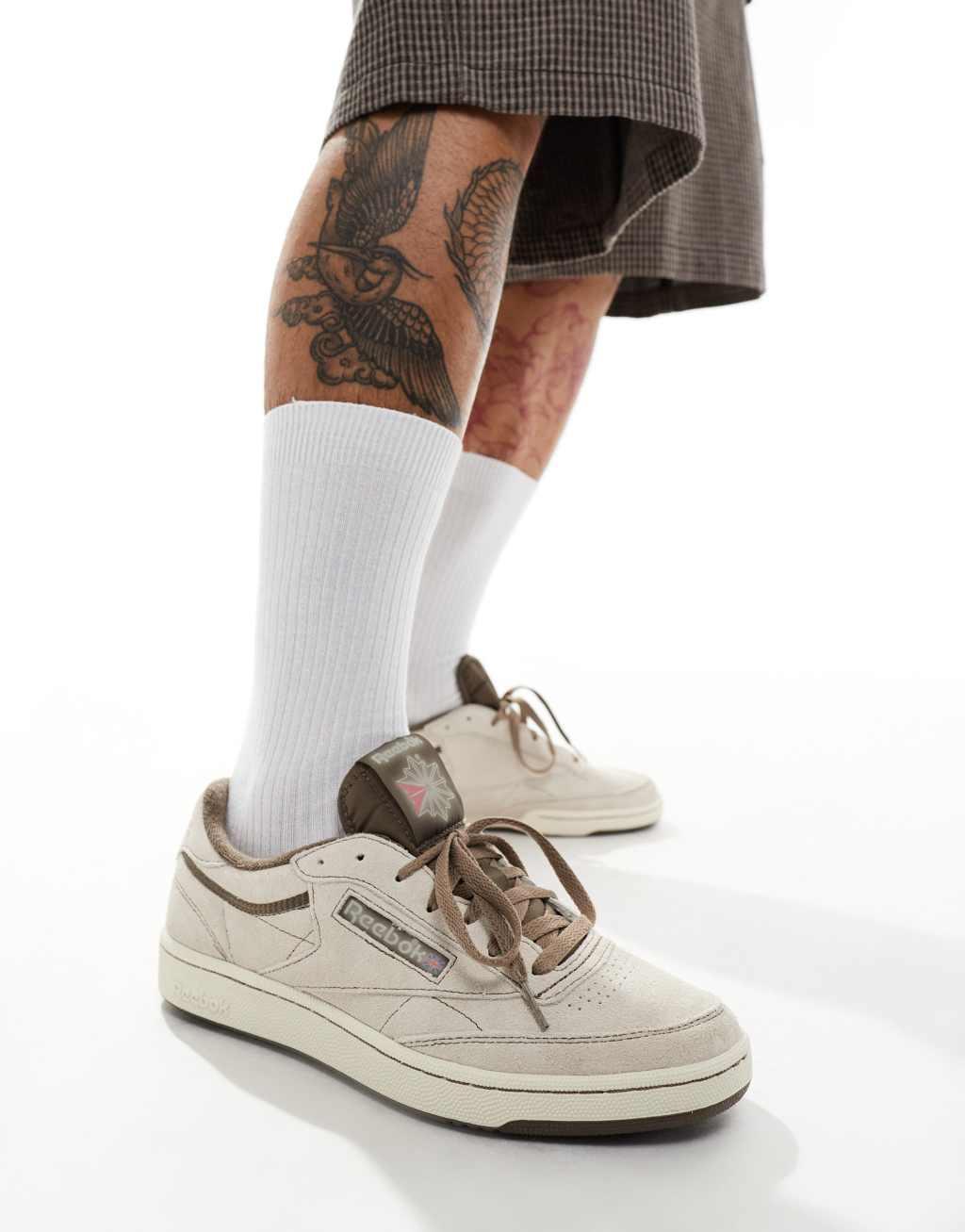 Reebok Club C Vintage sneakers in off-white with brown detail Product Image