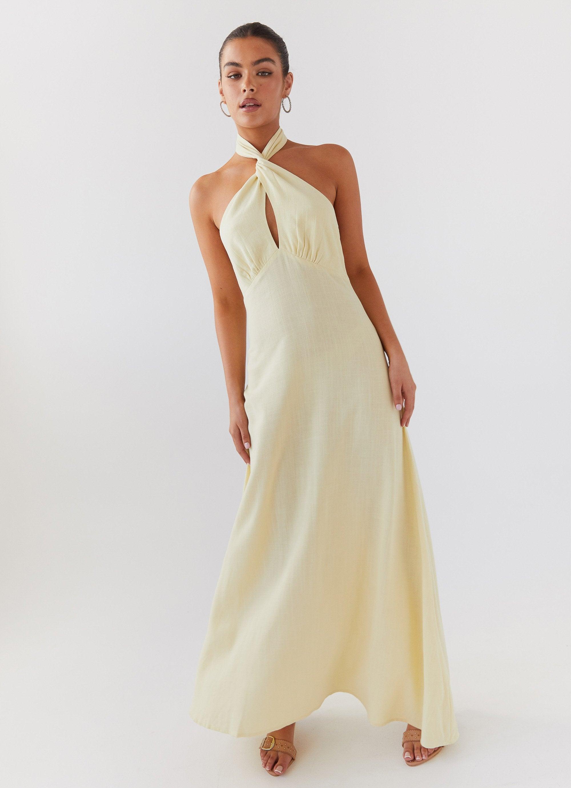 Adrienne Linen Maxi Dress - Lemon Product Image