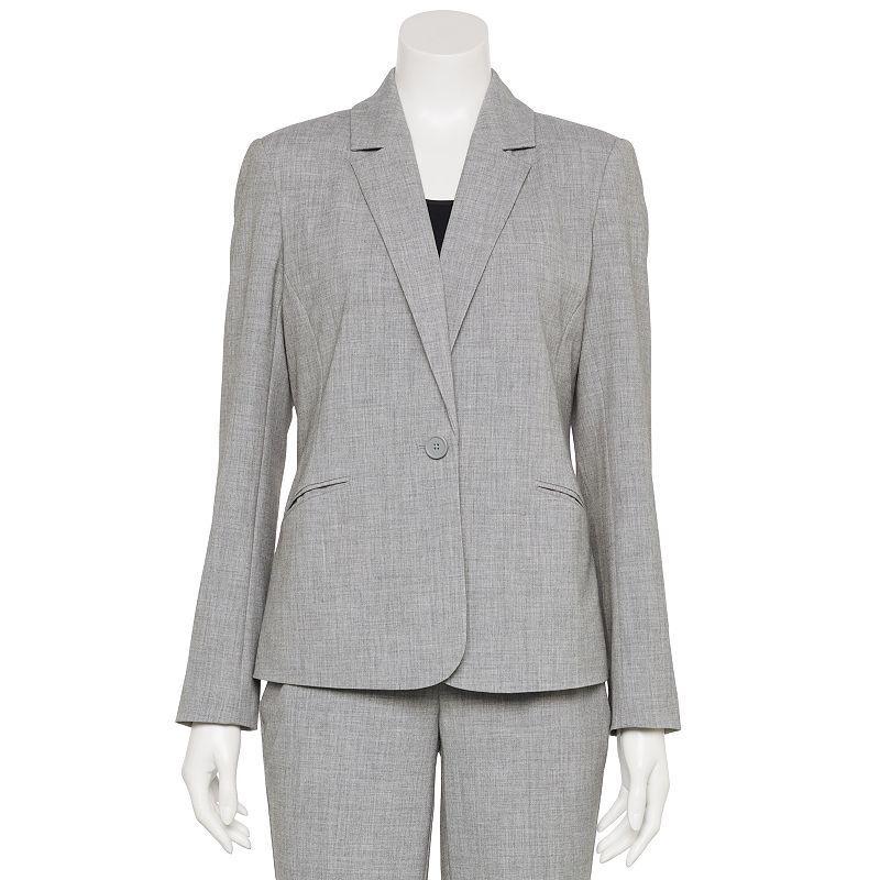 Womens Nine West Adaptive Classic Single Button Blazer Grey Gray Product Image