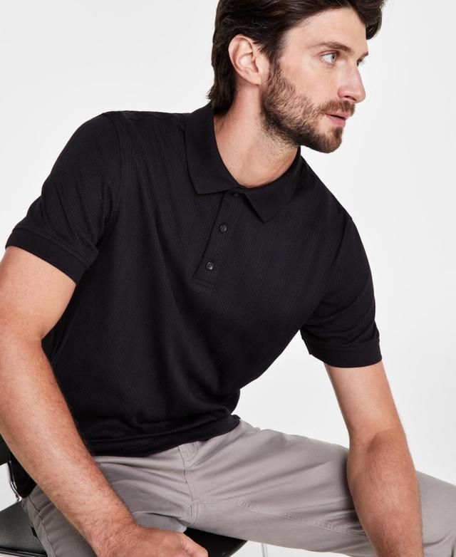 Alfani Mens Stretch Textured Stripe Jacquard Polo, Created for Macys Product Image