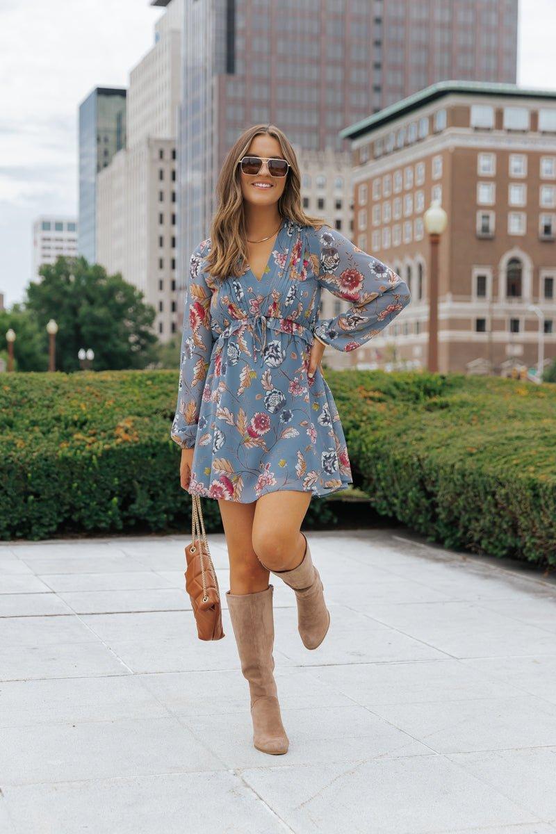 Steve Madden Blue Rami Floral Dress Product Image