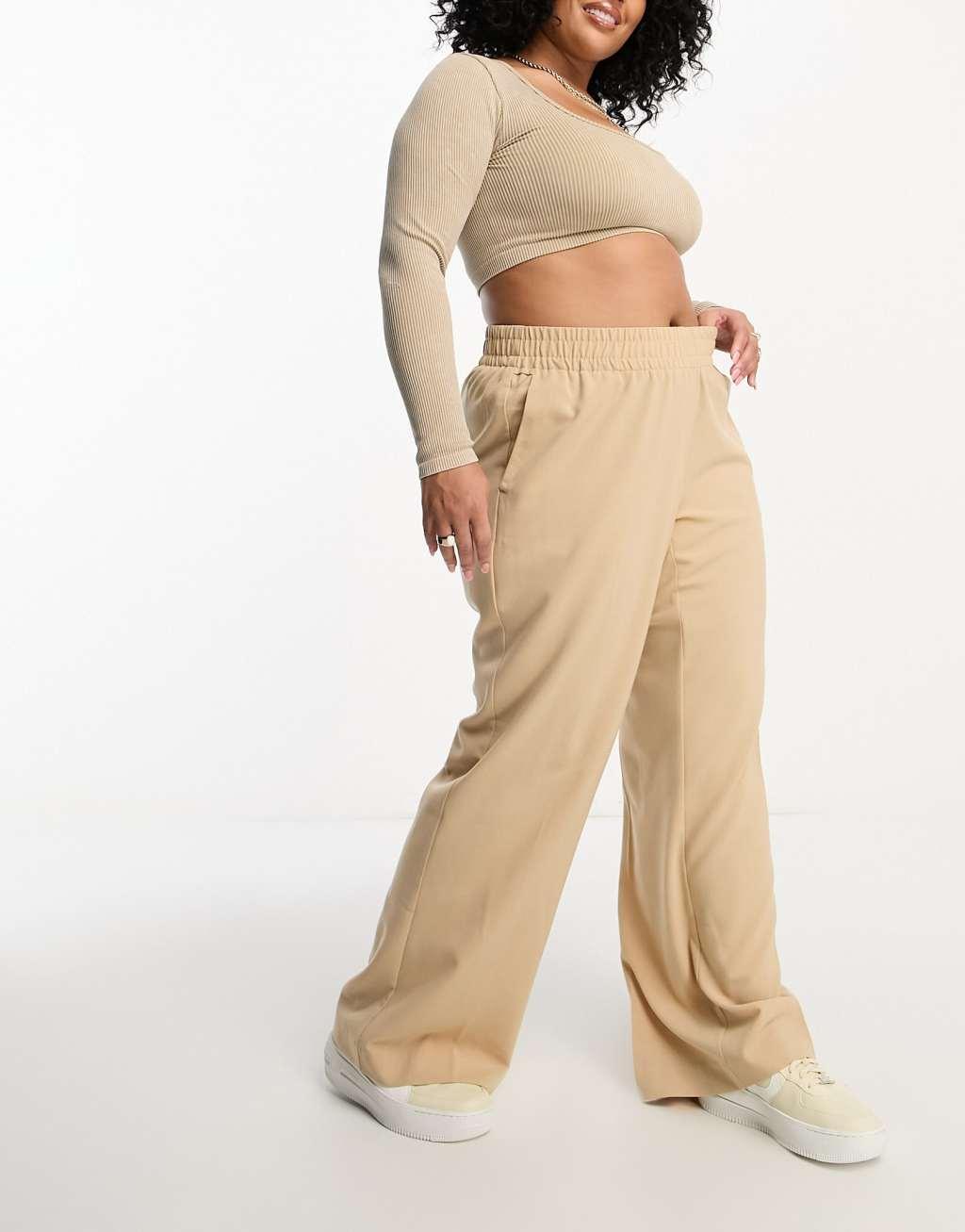 Vero Moda Curve stand alone wide leg pants with shirred waist Product Image