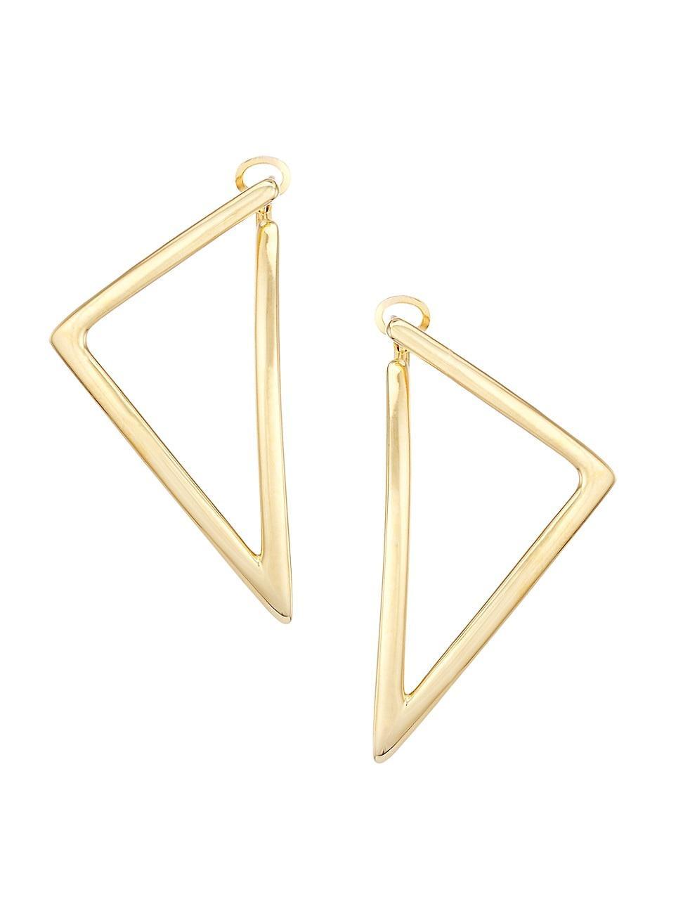 Womens 18K Yellow Gold Medium Triangular Hoop Earrings Product Image