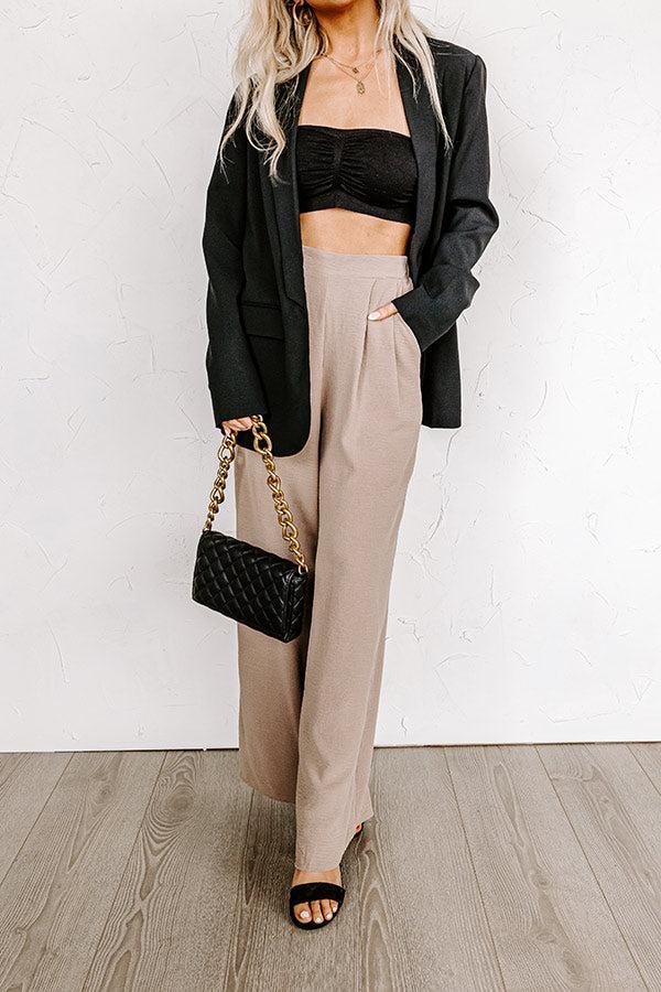 The Maddie High Waist Trousers In Taupe Product Image