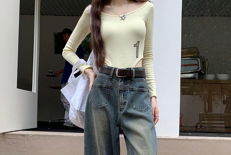 High Rise Washed Wide Leg Jeans Product Image