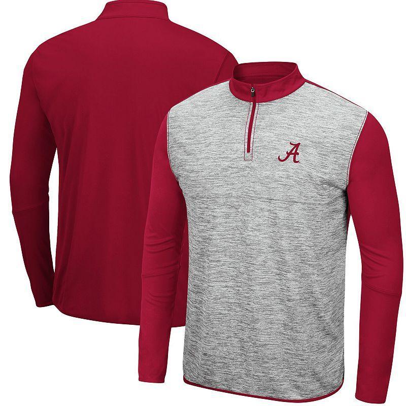 Mens Colosseum Heathered Gray/Crimson Alabama Crimson Tide Prospect Quarter-Zip Jacket Product Image