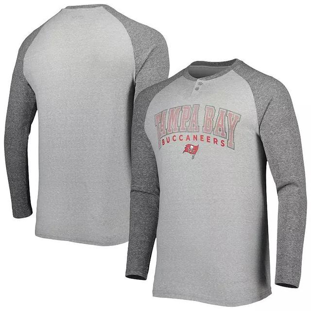 Mens Concepts Sport Heather Gray Tampa Bay Buccaneers Ledger Raglan Long Sleeve Henley T-Shirt Product Image