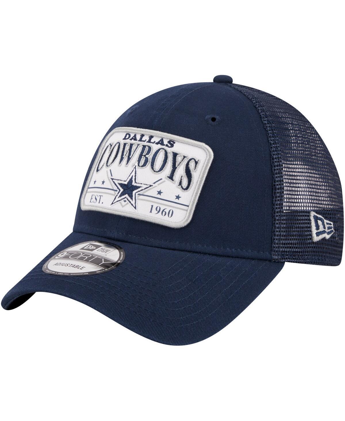 Mens New Era Navy Dallas Cowboys Plate 9FORTY Trucker Adjustable Hat Product Image