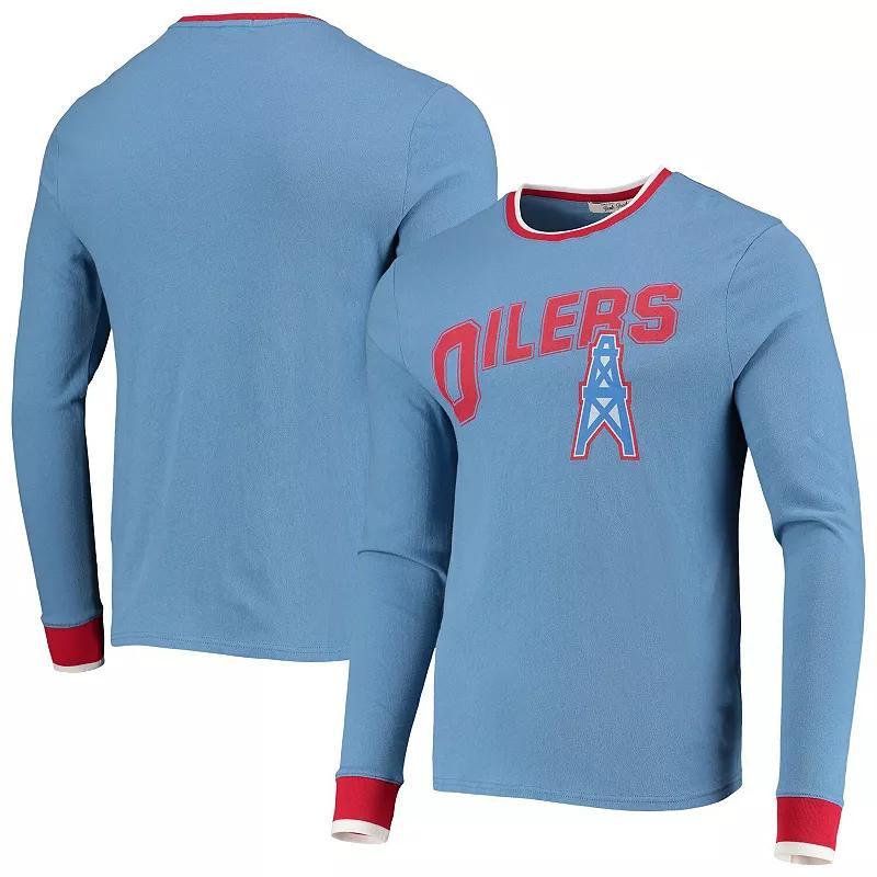 Mens Junk Food Light Blue Houston Oilers Ringer Long Sleeve T-Shirt Product Image