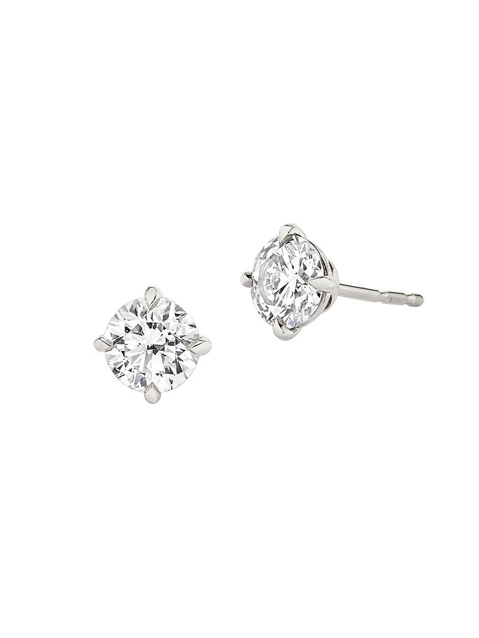 Womens Solitaire Classics 14K White Gold & 1.00 TCW Lab-Grown Diamond Brilliant Round Solitaire Studs Product Image