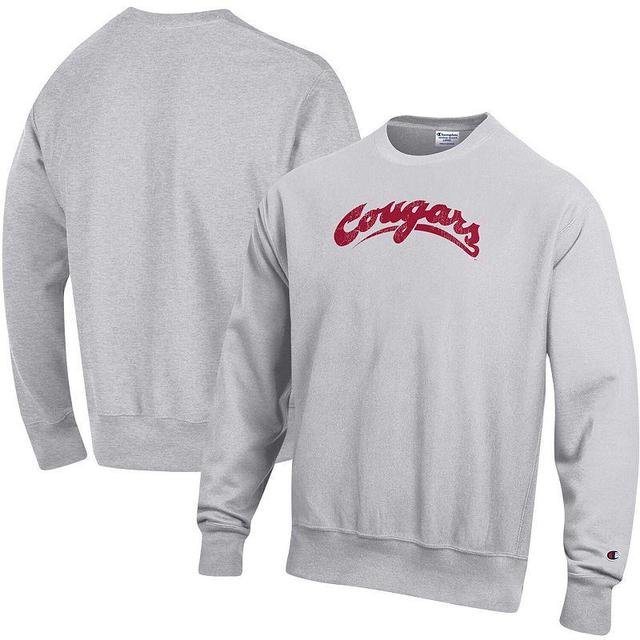 Mens Champion Heathered Gray Washington State Cougars Vault Logo Reverse Weave Pullover Sweatshirt Product Image