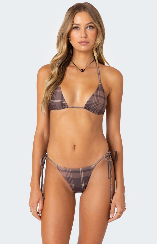 Edikted Women's Wilhelmina Plaid Triangle Bikini Top Product Image