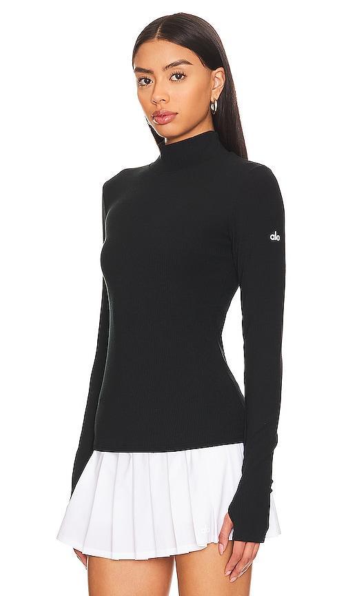 Wellness Rib Mock Neck Long Sleeve - Black Female Product Image