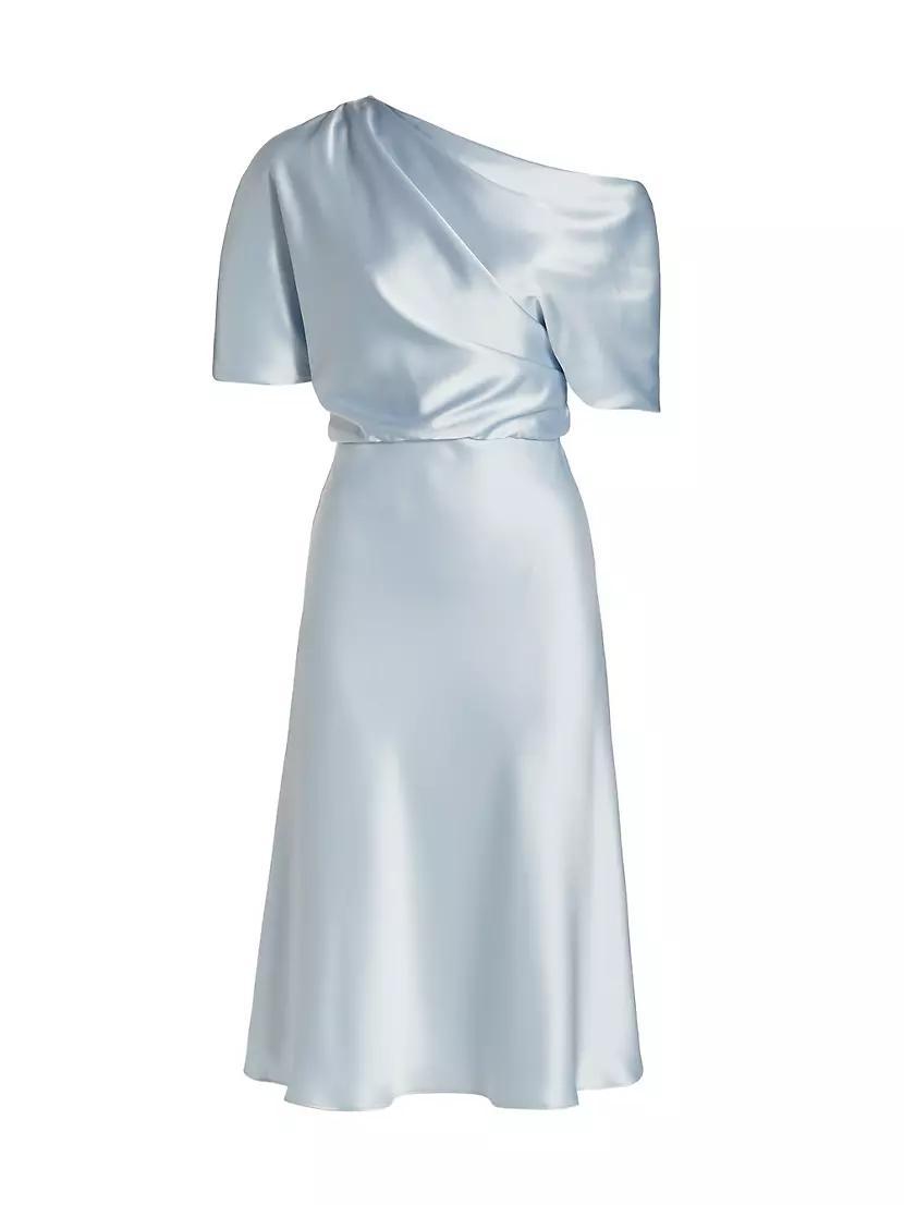 Draped Satin One-Shoulder Dress Product Image