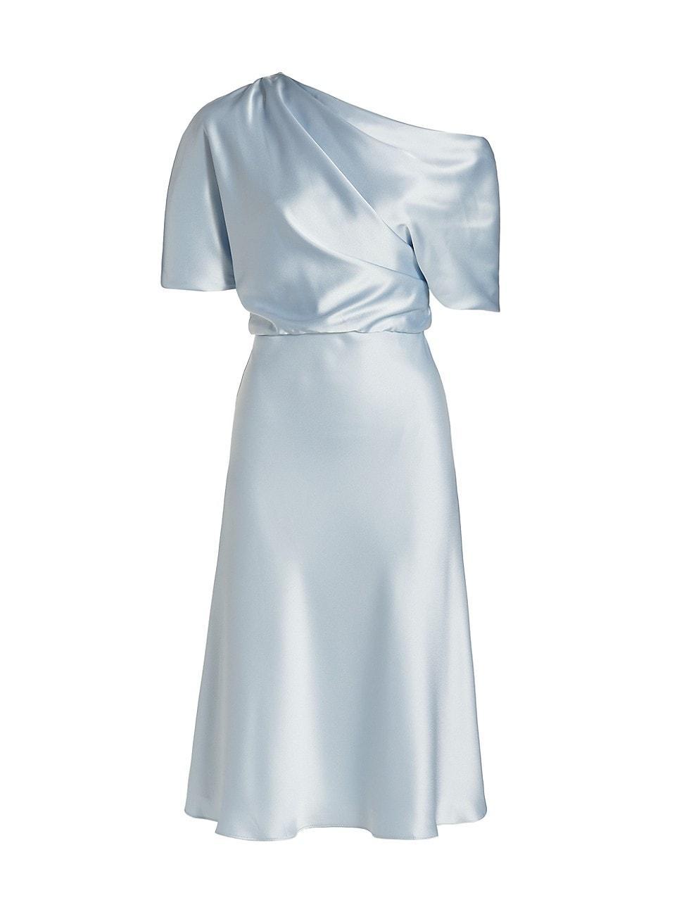 Womens Draped Satin One-Shoulder Dress Product Image