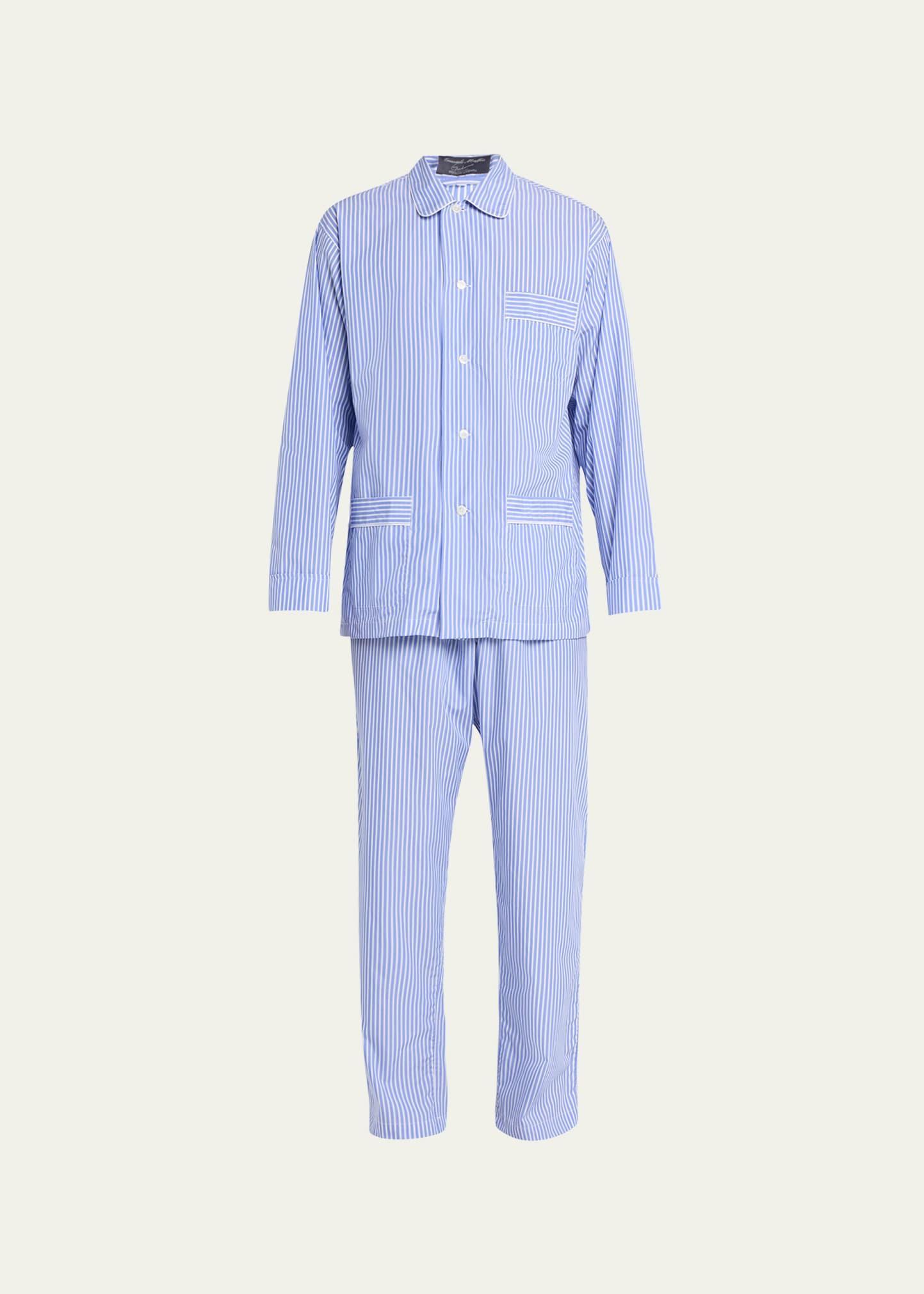 Mens Oscar Cotton Stripe Long Pajama Set Product Image