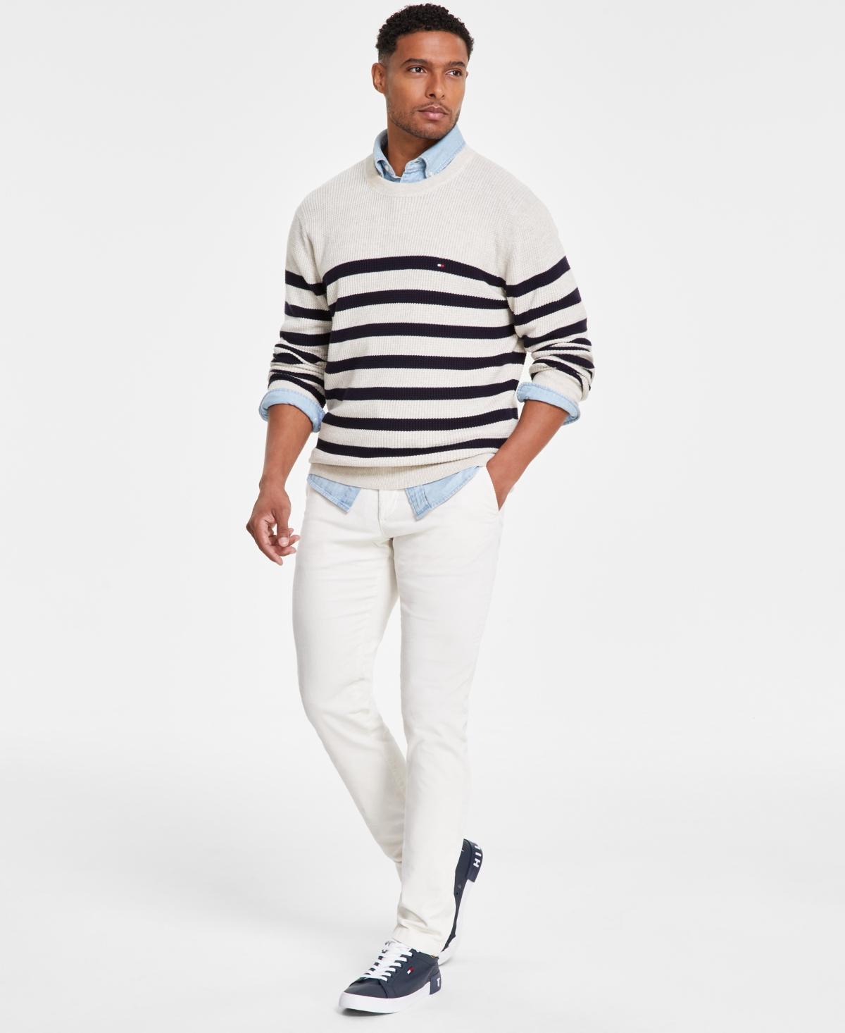 Tommy Hilfiger Mens Textured Knit Stripe Crewneck Sweater Product Image