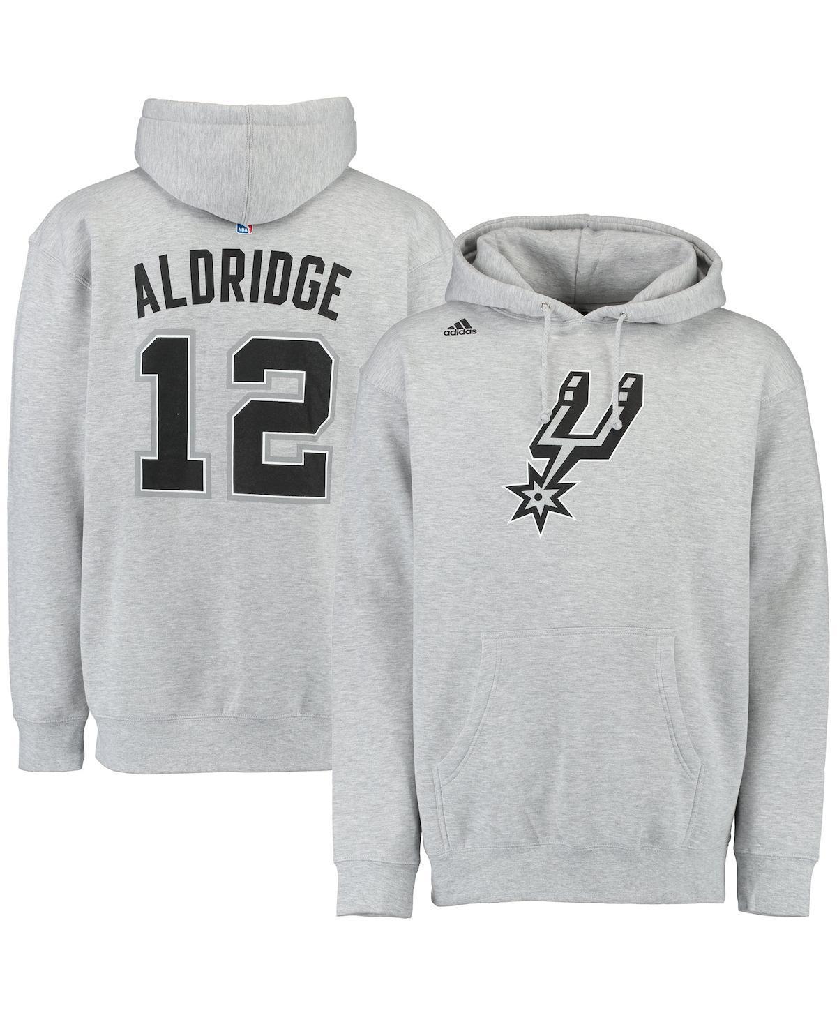 Mens adidas LaMarcus Aldridge Gray San Antonio Spurs Name and Number Pullover Hoodie Product Image