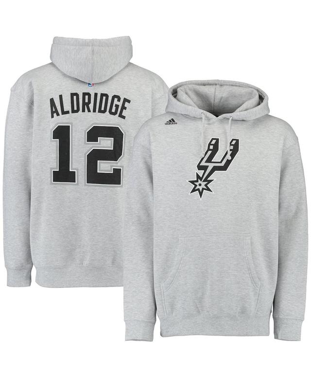 Mens adidas LaMarcus Aldridge Gray San Antonio Spurs Name & Number Pullover Hoodie Product Image