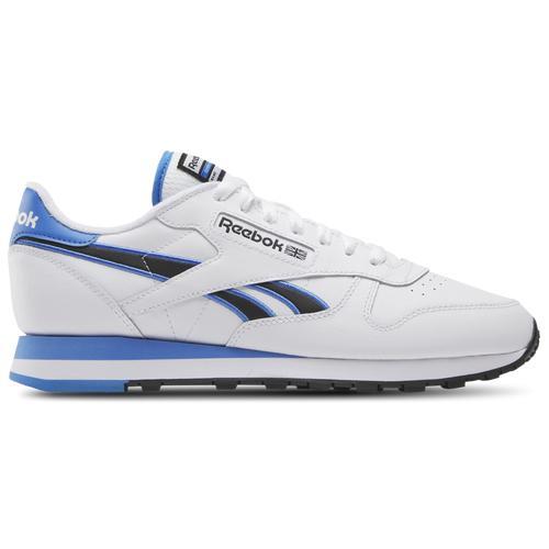 Reebok Mens Reebok Classic Leather - Mens Running Shoes Black/White/Kinetic Blue Product Image