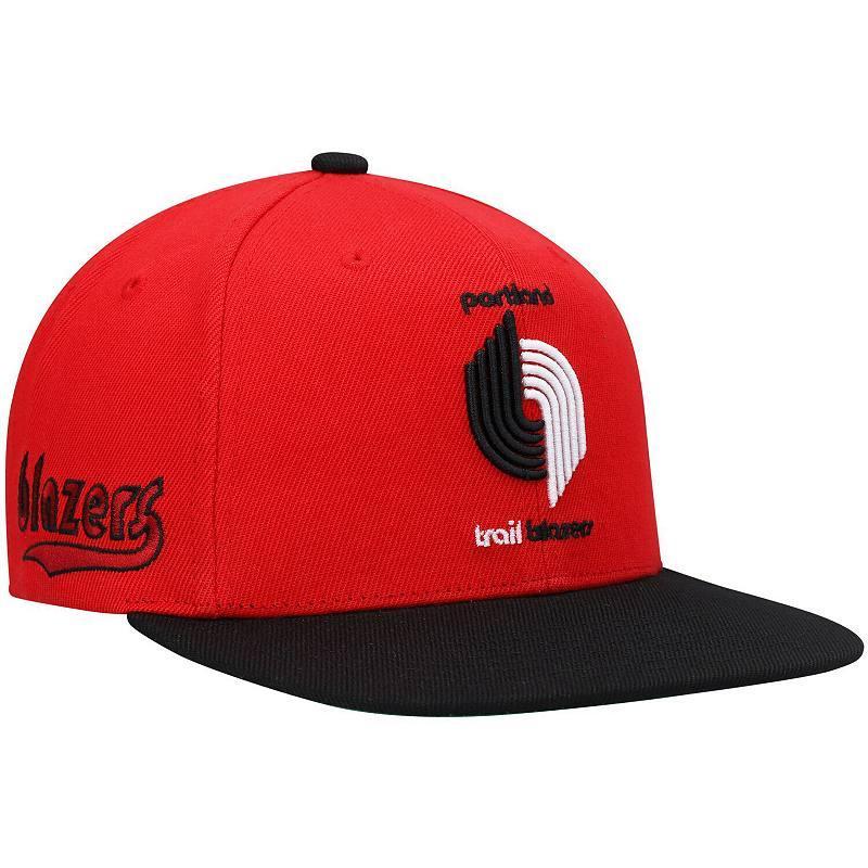 Mens Mitchell & Ness Red and Black Portland Trail Blazers Hardwood Classics Snapback Hat - Red Product Image