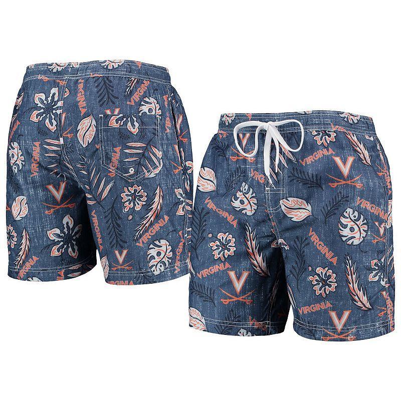 Mens Wes & Willy Virginia Cavaliers Vintage Floral Swim Trunks Blue Product Image