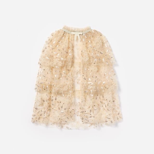 Cream Sequin Tulle Cape Product Image