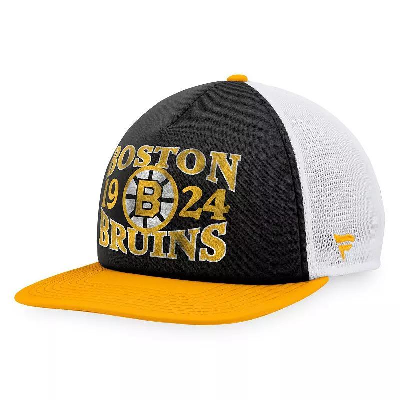 Mens Fanatics Branded /Gold Boston Bruins Heritage Vintage Foam Front Trucker Snapback Hat Product Image