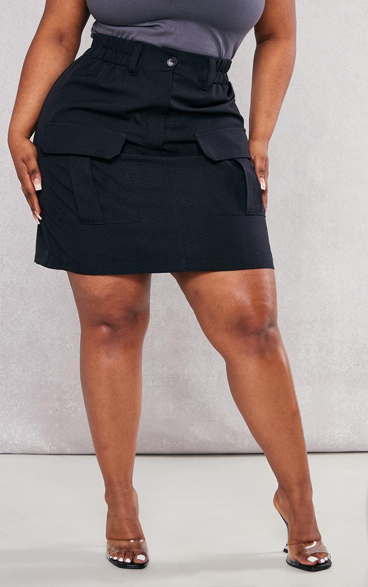  Plus Black Cargo Mini Skirt Product Image