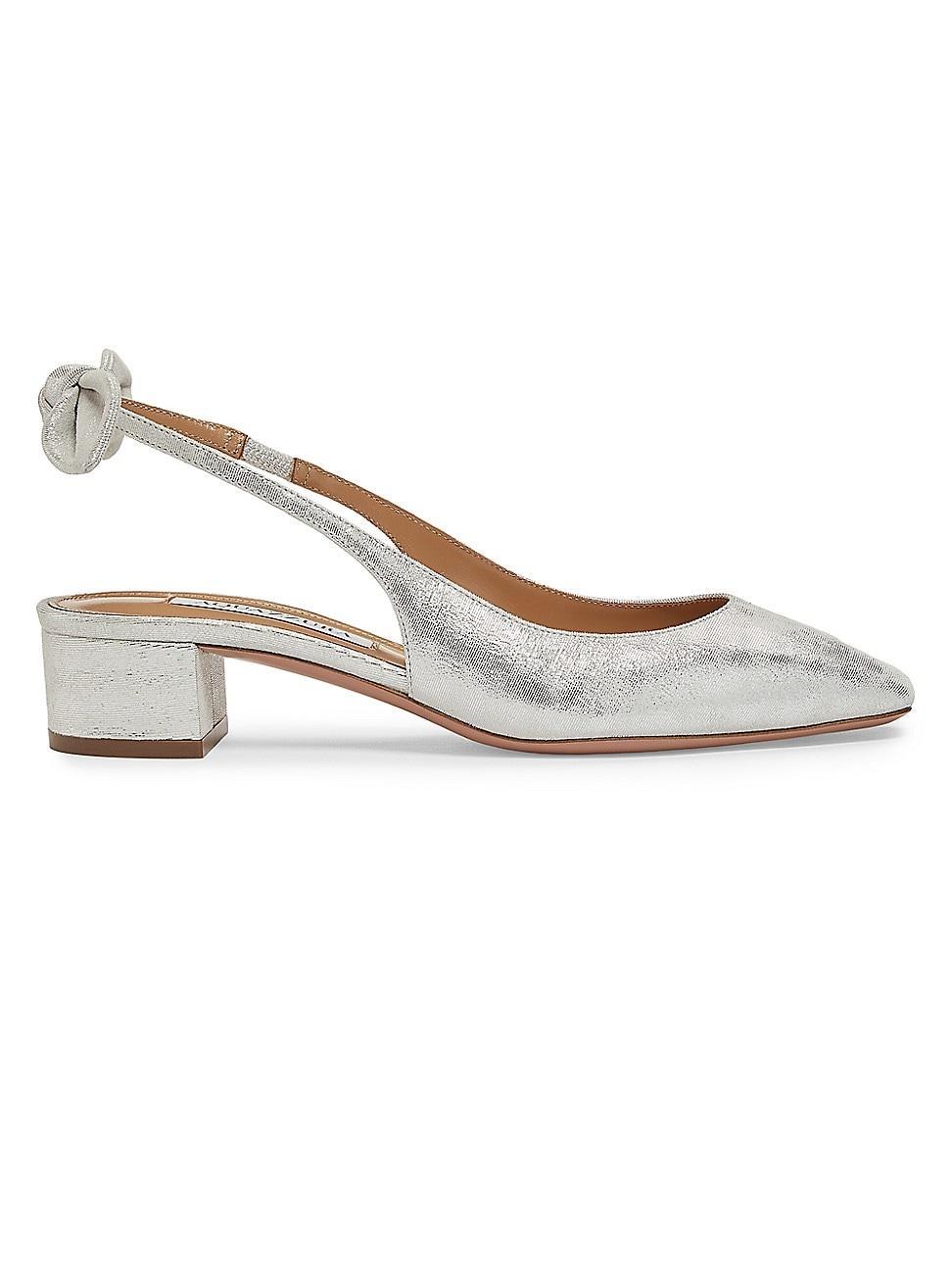 Womens Very Bow-Tie Metallic Leather Slingbacks Product Image