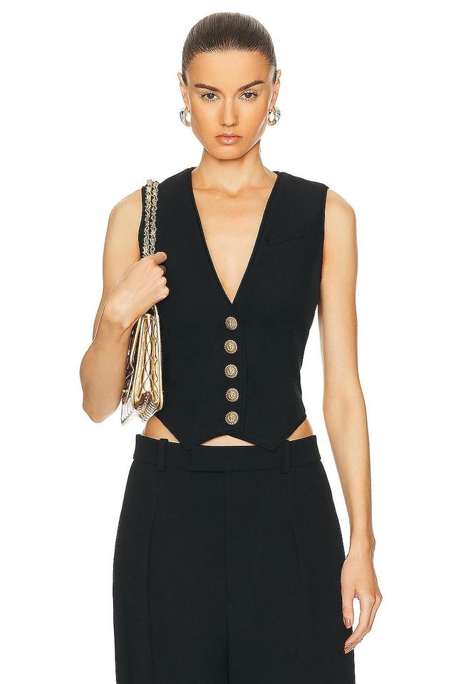 BALMAIN Button Satin Vest Top Black. (also in 34, 40). Product Image