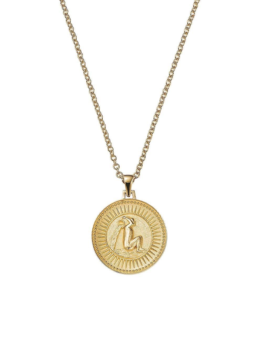 Womens Icons 18K Yellow Gold Zodiac Medallion Necklace Product Image